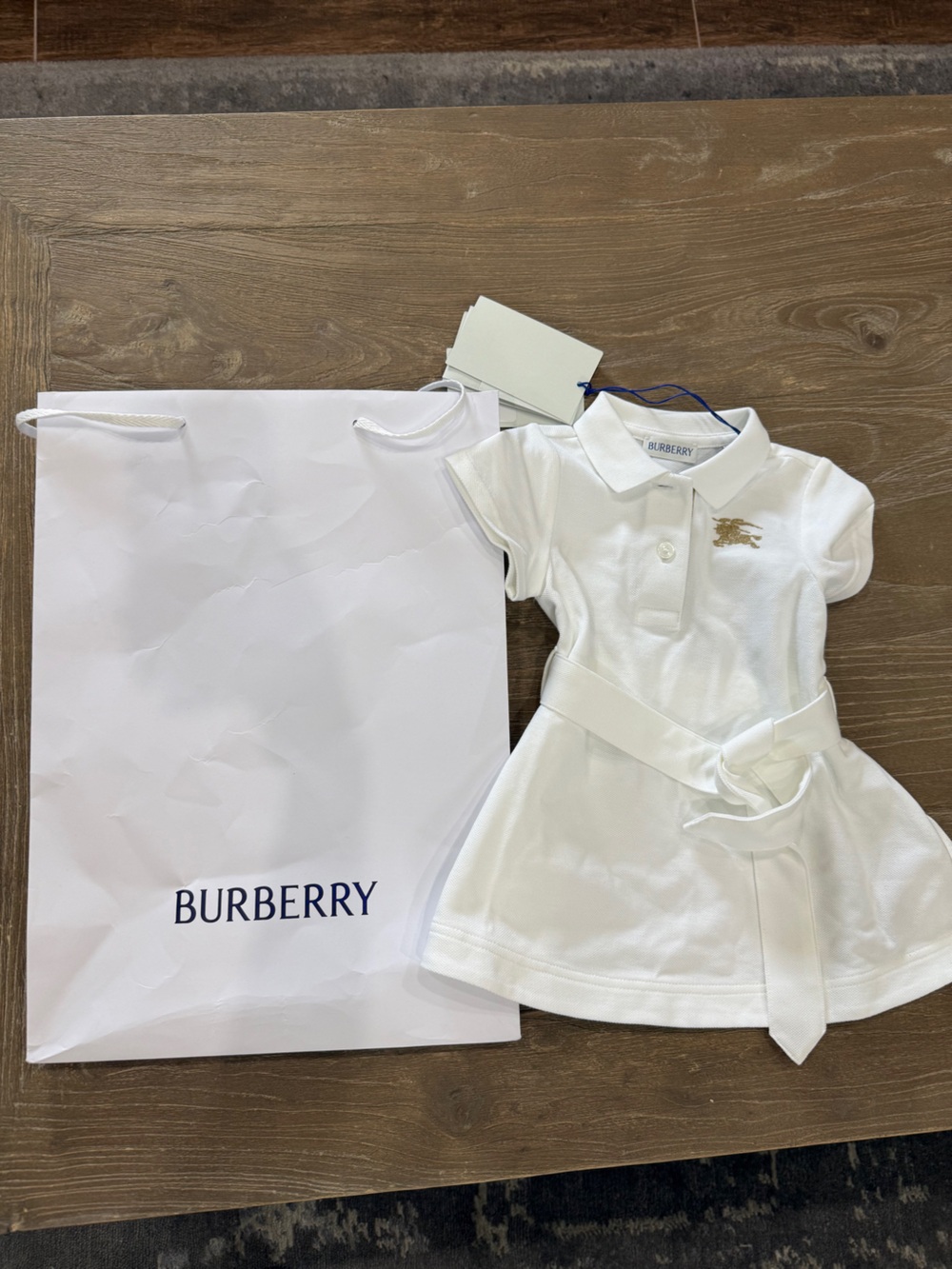 Burberry White Polo Dress for Girls